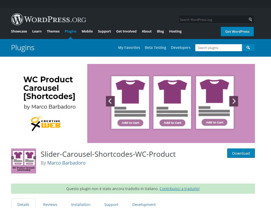 Realizzato plug-in per woocmmerce aggiung un Carousel allo Shortcode di WooCommerce