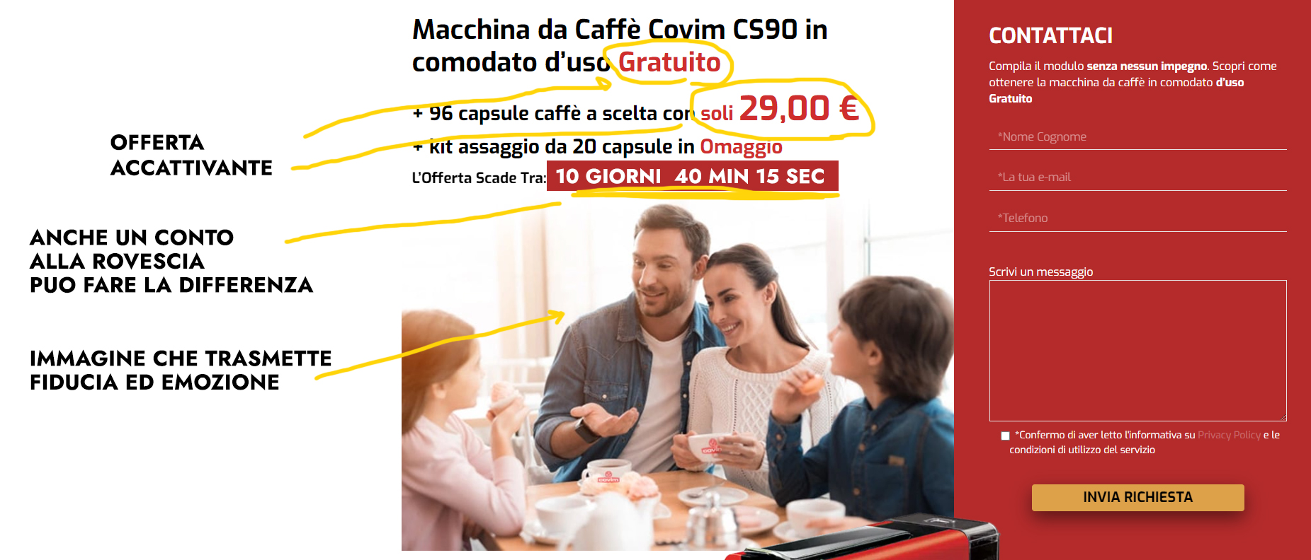 offerte su landing page