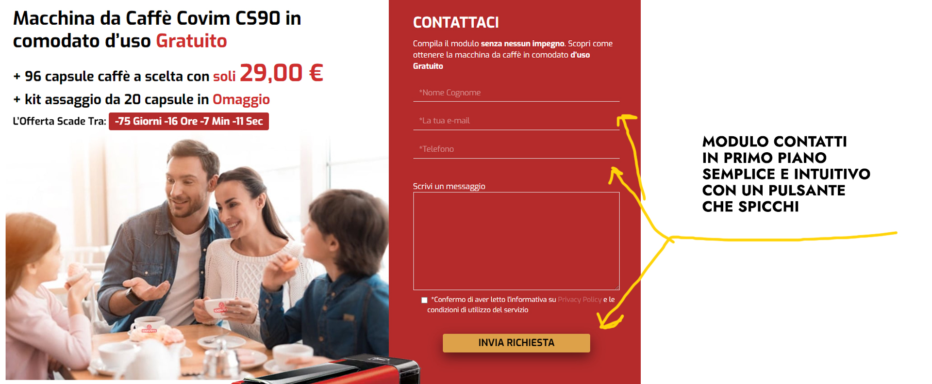 modulo contatti intuitivo landing-page